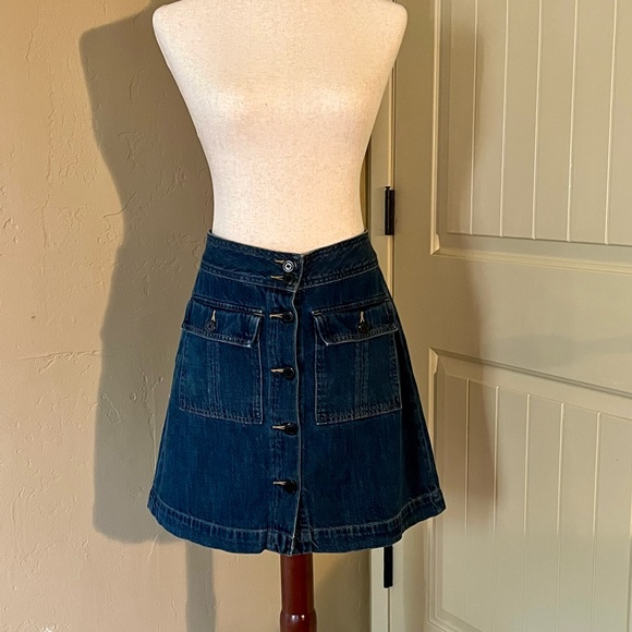 Gap 1969 Denim Mini Skirt button front A-line- Sz 30 T - Picture 2 of 6